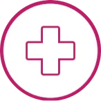 Ein Icon mit einem Kreuz als Symbol für Sicherheit.