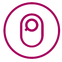 Icon with a secure connection between the pouch and the skin