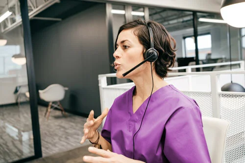 Customer service rep on the phone