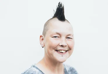 a woman with a ponytail