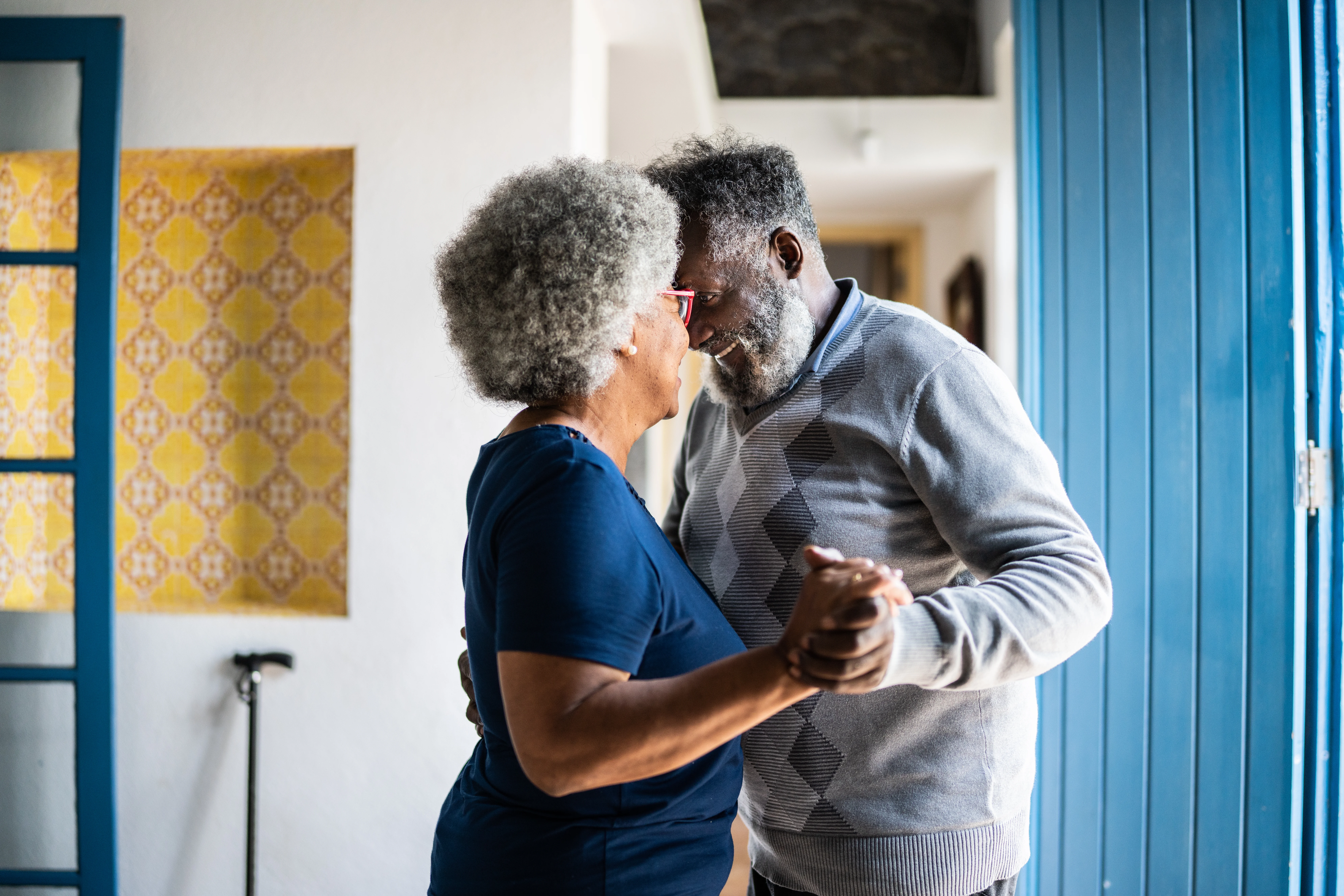a man and woman kissing