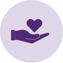 Emotional support hand and heart icon
